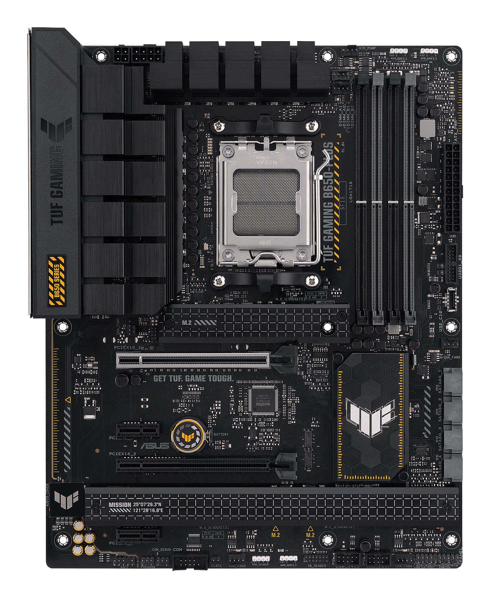Mainboard|ASUS|AMD B650|SAM5|ATX|Memory DDR5|Memory slots 4|2xPCI-Express 4.0 1x|2xPCI-Express 4.0 16x|3xM.2|1xHDMI|1xDisplayPort|4xUSB 2.0|2xUSB 3.2|2xUSB-C|1xRJ45|5xAudio port|TUFGAMINGB650-PLUS