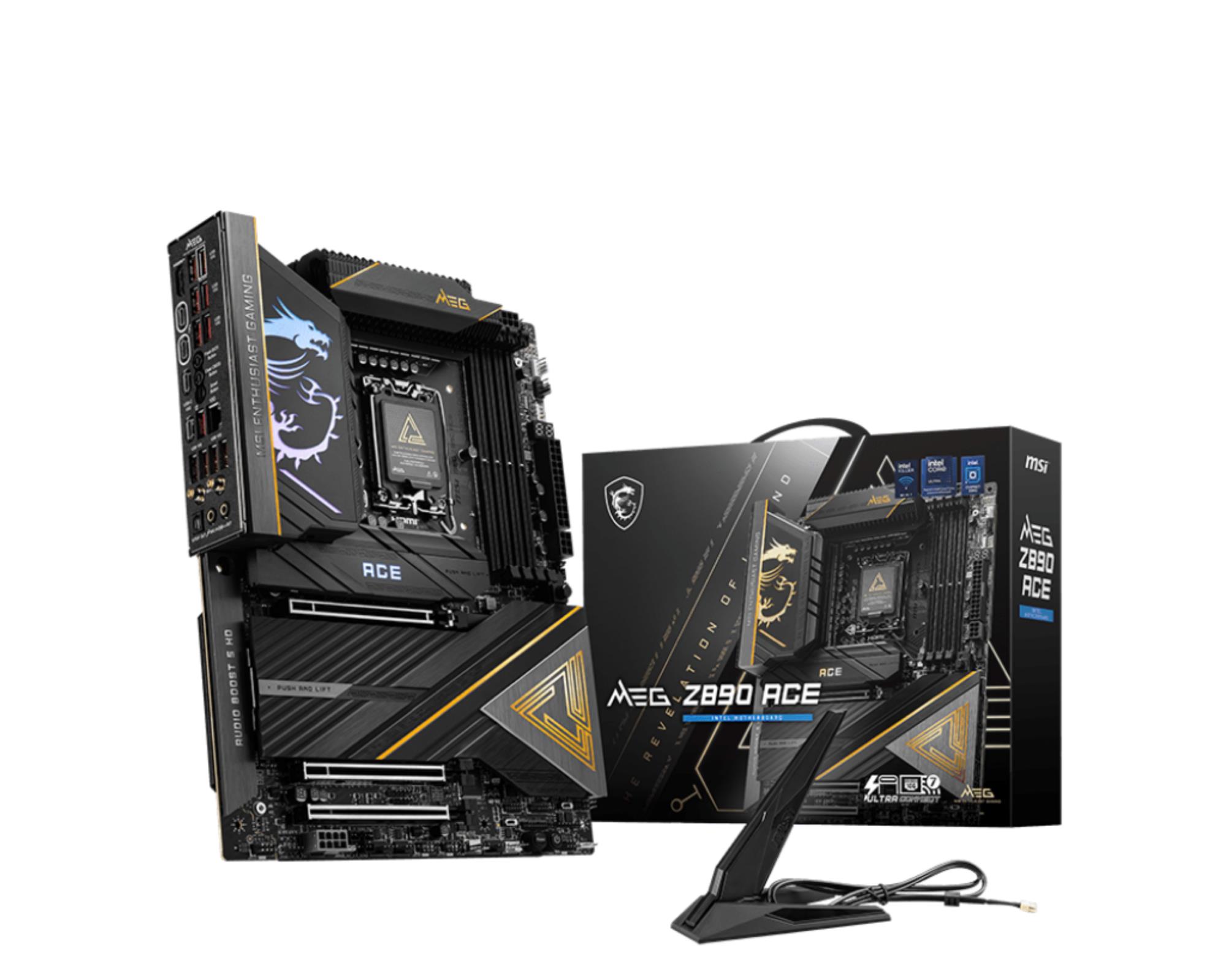 Mainboard|MSI|Intel Z890|LGA1851|ATX|Memory DDR5|Memory slots 4|3xPCI-Express 16x|5xM.2|1xHDMI|1xAudio-In|1xAudio-Out|11xUSB 3.1|2xUSB-C|2xUSB-C w/Thunderbolt|1xOptical S/PDIF|1xRJ45|MEGZ890ACE