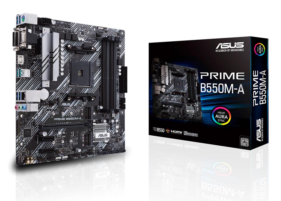 Mainboard|ASUS|AMD B550|SAM4|MicroATX|Memory DDR4|Memory slots 4|2xPCI-Express 3.0 1x|1xPCI-Express 4.0 16x|2xM.2|1x15pin D-sub|1xDVI-D|1xHDMI|6xUSB 3.2|1xPS/2|1xRJ45|3xAudio port|PRIMEB550M-A