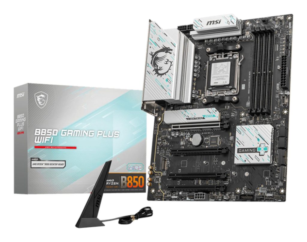 Mainboard|MSI|AMD B850|SAM5|ATX|Memory DDR5|Memory slots 4|4xPCI-Express 16x|3xM.2|1xDisplayPort|1xAudio-In|1xAudio-Out|1xMicrophone|4xUSB 2.0|2xUSB 3.2|2xUSB-C|1xOptical S/PDIF|1xRJ45|B850GAMINGPLUSWIFI