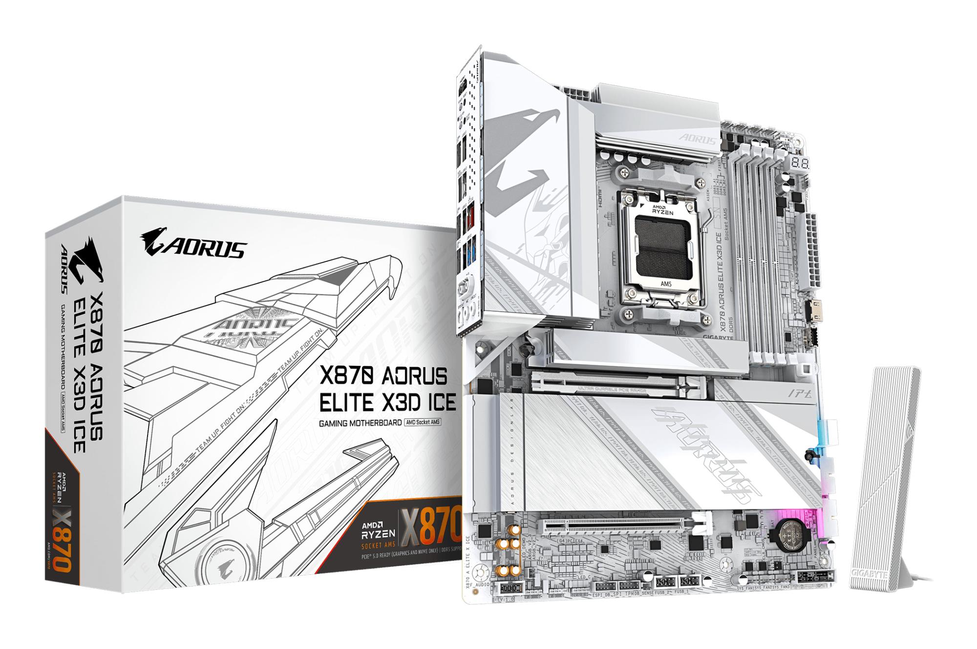 Mainboard|GIGABYTE|AMD X870|Socket AM5|ATX|RAM DDR5-SDRAM|4xSlots|Wi-Fi Yes|Bluetooth Yes|4xNumber of M.2 (M) slots|X870 AORUS ELITE X3D ICE|X870AELITEXICE