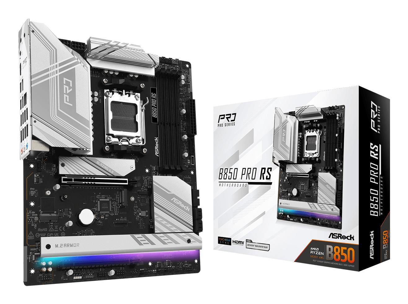 Mainboard|ASROCK|AMD B850|SAM5|ATX|Memory DDR5|Memory slots 4|1xPCI-Express 4.0 16x|1xPCI-Express 5.0 16x|1xM.2|1xHDMI|1xAudio-In|1xAudio-Out|1xMicrophone|6xUSB 2.0|5xUSB 3.2|1xUSB-C|1xRJ45|B850PRORS