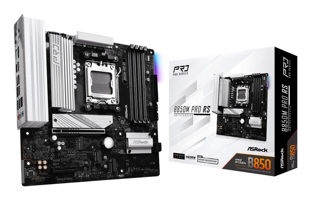 Mainboard|ASROCK|AMD B850|SAM5|Micro-ATX|Memory DDR5|Memory slots 4|1xPCI-Express 4.0 4x |1xPCI-Express 5.0 16x|1xM.2|1xHDMI|1xDisplayPort|1xAudio-In|1xAudio-Out|1xMicrophone|4xUSB 2.0|3xUSB 3.2|1xUSB-C|1xRJ45|B850MPRORS