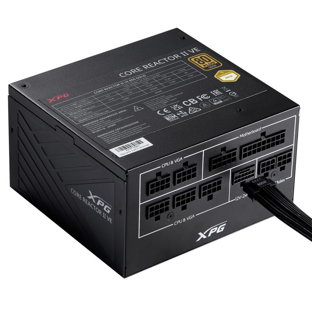 Power Supply|ADATA|CORE REACTOR II VE|ATX 3.1|750 Watts|Efficiency 80 PLUS GOLD|PFC Active|MTBF 100000 hours|COREREACTORIIVE750G-BKCEU