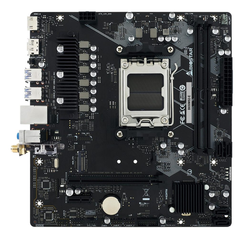 Mainboard|BIOSTAR|AMD B650|Socket AM5|micro ATX|RAM DDR5-SDRAM|2xSlots|1xNumber of M.2 (M) slots|B650MS2-E