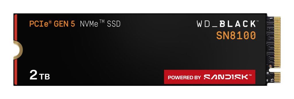 SSD|SANDISK|2400xTBW rating|NVMe Yes|PCI Express 5.0|M.2|2000 GB|POWERED BY SANDISK|Black SN8100|WDS200T1X0M