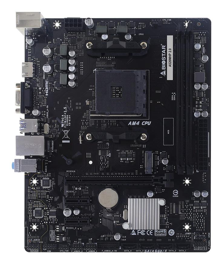 Mainboard|BIOSTAR|AMD A520|Socket AM4|micro ATX|RAM DDR4-SDRAM|2xSlots|1xNumber of M.2 (M) slots|A520MHP2.0