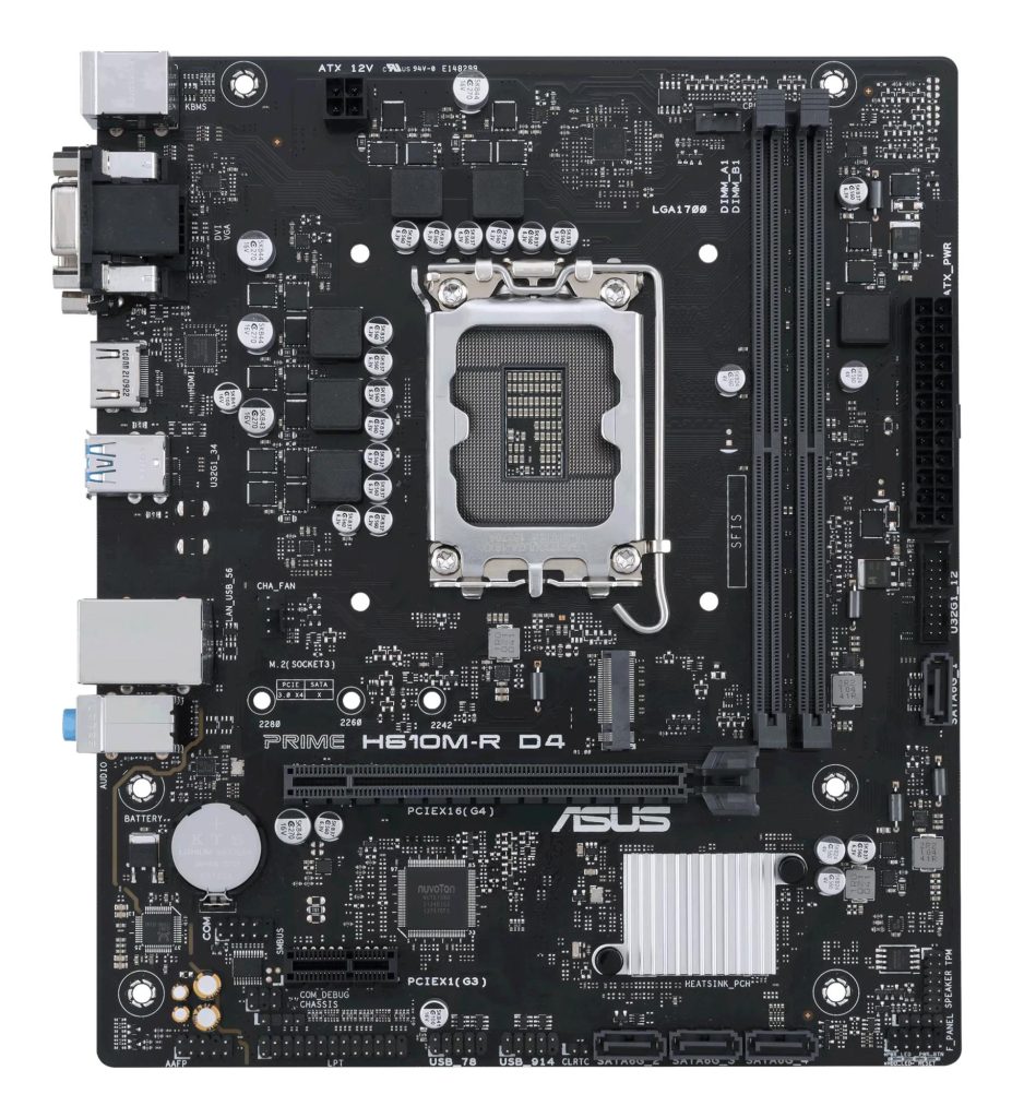 Mainboard|ASUS|Intel H610|LGA1700|Micro-ATX|Memory DDR4|Memory slots 2|1xPCI-Express 1x|1xPCI-Express 16x|1xM.2|1x15pin D-sub|2xDVI-D|1xHDMI|2xUSB 2.0|2xUSB 3.2|2xPS/2|1xRJ45|3xAudio port|PRIMEH610M-RD4-SI