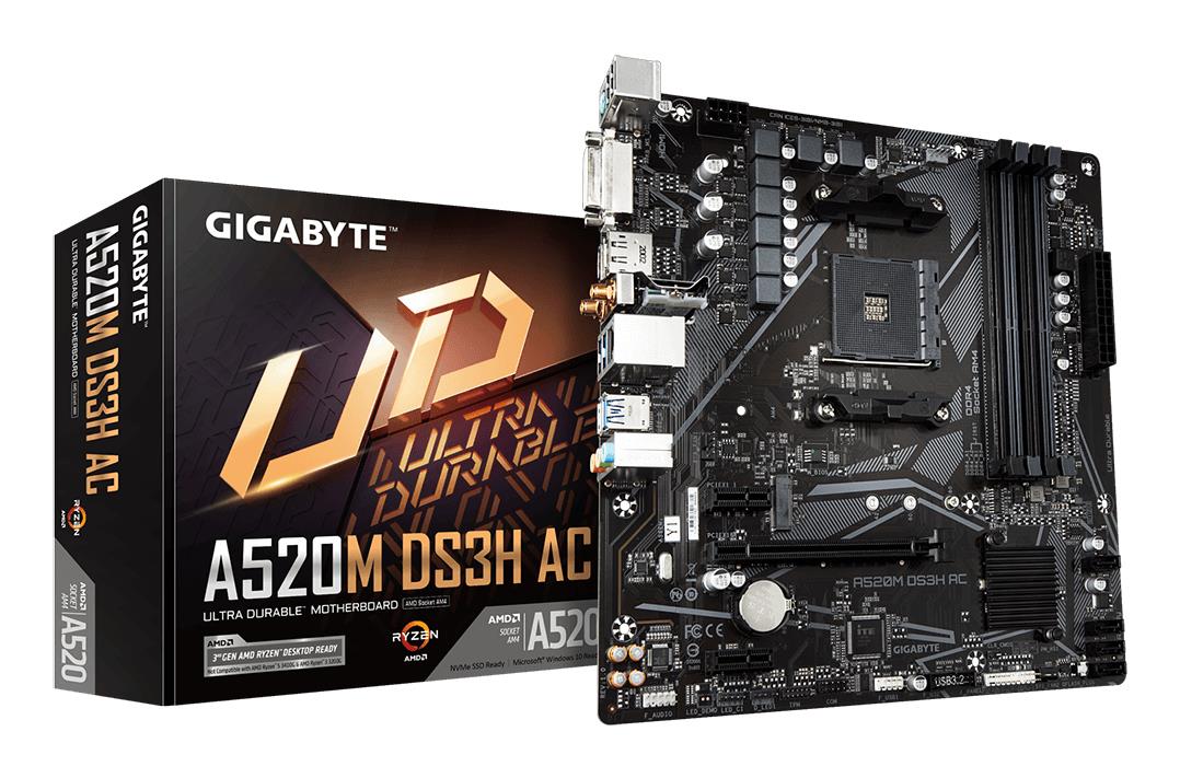Mainboard|GIGABYTE|AMD A520|SAM4|Micro-ATX|Memory DDR4|Memory slots 4|A520MDS3HAC1.4