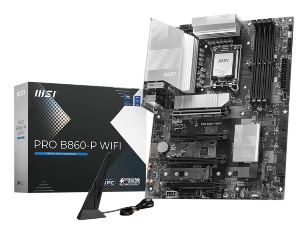 Mainboard|MSI|Intel B860 Express|LGA1851|ATX|Memory DDR5|Memory slots 4|2xPCI-Express 4.0 1x|1xPCI-Express 4.0 4x |1xPCI-Express 5.0 16x|3xM.2|1xHDMI|1xDisplayPort|8xUSB 2.0|2xUSB 3.2|1xUSB-C|1xRJ45|3xAudio port|1xThunderbolt|PROB860-PWIFI