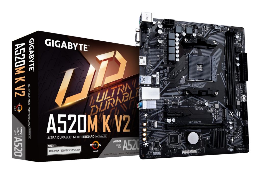 Mainboard|GIGABYTE|AMD A520|SAM4|Micro-ATX|Memory DDR4|Memory slots 2|1xPCI-Express 3.0 1x|1xPCI-Express 3.0 16x|1xM.2|1x15pin D-sub|1xHDMI|2xUSB 2.0|4xUSB 3.2|1xPS/2|1xRJ45|3xAudio port|A520MKV21.1