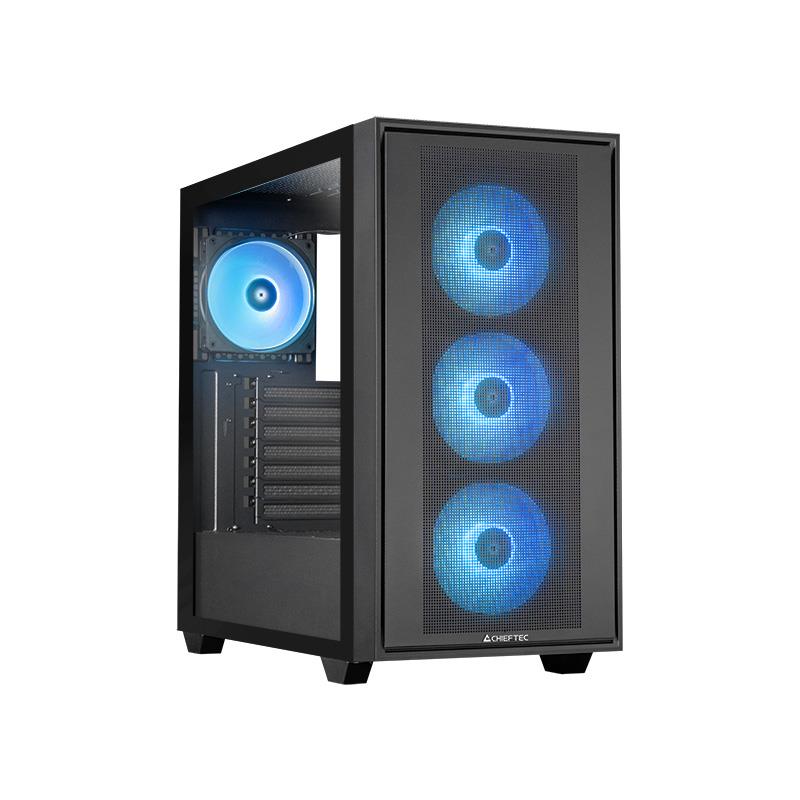 Case|CHIEFTEC|HUNTER 3|MidiTower|Case product features Transparent panel|Not included|ATX|EATX|MicroATX|MiniITX|Colour Black|GS-03B-OP