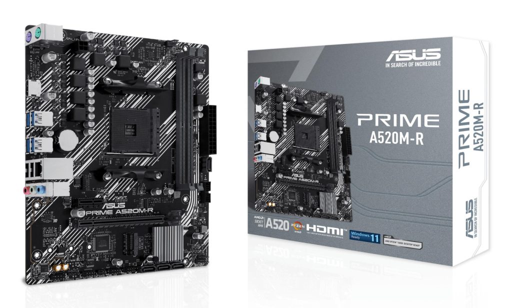 Mainboard|ASUS|AMD A520|SAM4|Micro-ATX|Memory DDR4|Memory slots 2|1xPCI-Express 3.0 1x|1xPCI-Express 3.0 16x|1xM.2|1xHDMI|2xUSB 2.0|4xUSB 3.1|2xPS/2|1xRJ45|3xAudio port|PRIMEA520M-R