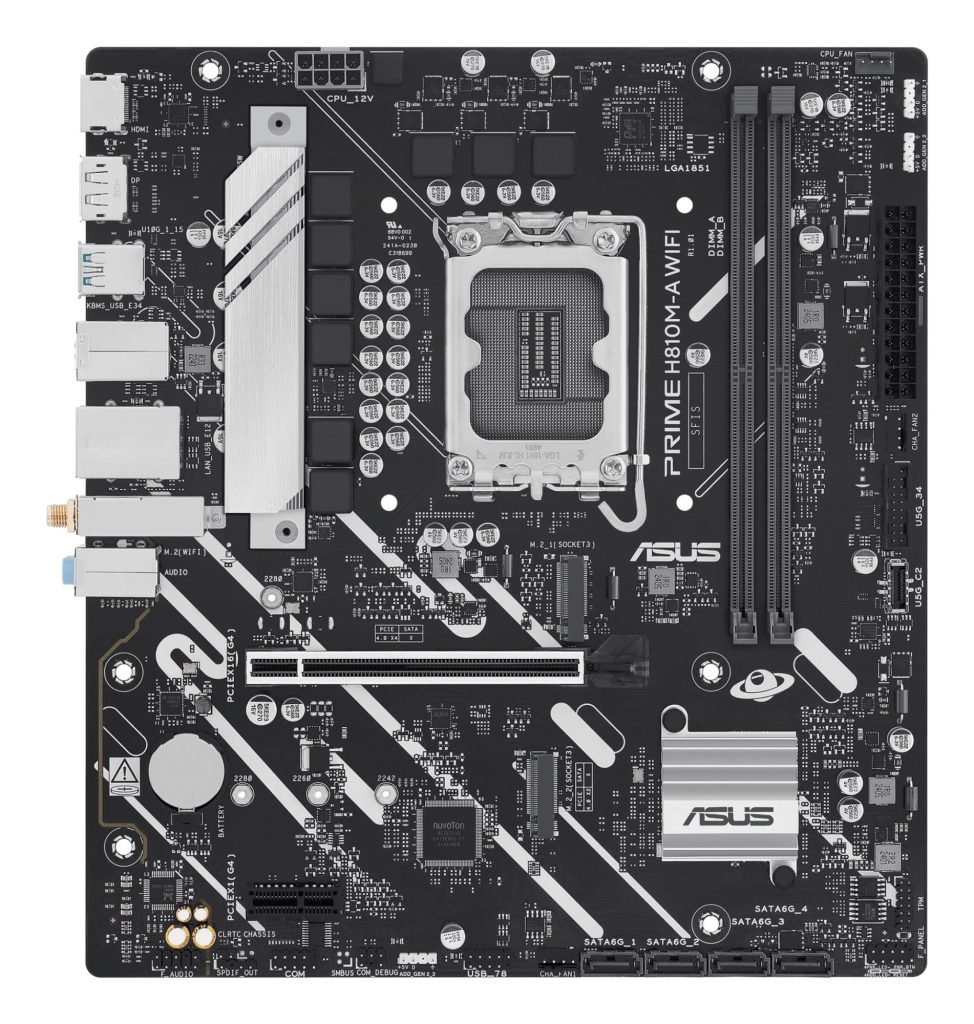 Mainboard|ASUS|Intel H810|LGA1851|Micro-ATX|Memory DDR5|Memory slots 2|PRIMEH810M-AWIFI