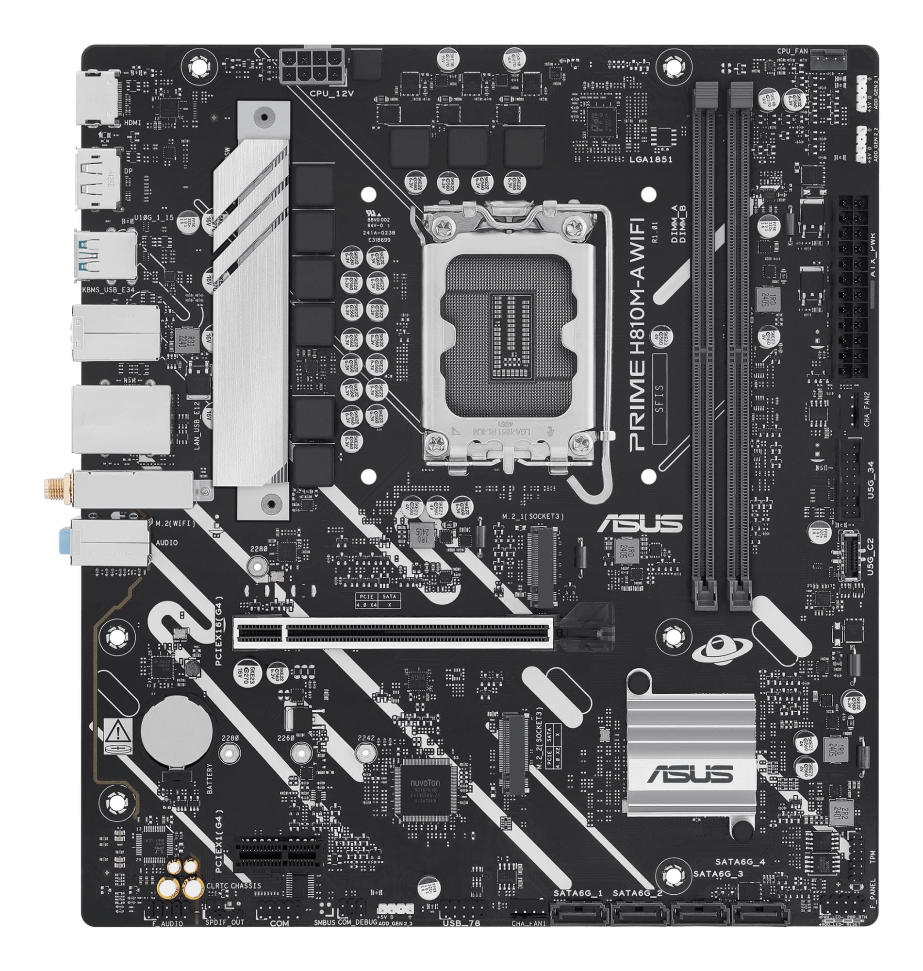 Mainboard|ASUS|Intel H810|LGA1851|Micro-ATX|Memory DDR5|Memory slots 2|PRIMEH810M-AWIFI