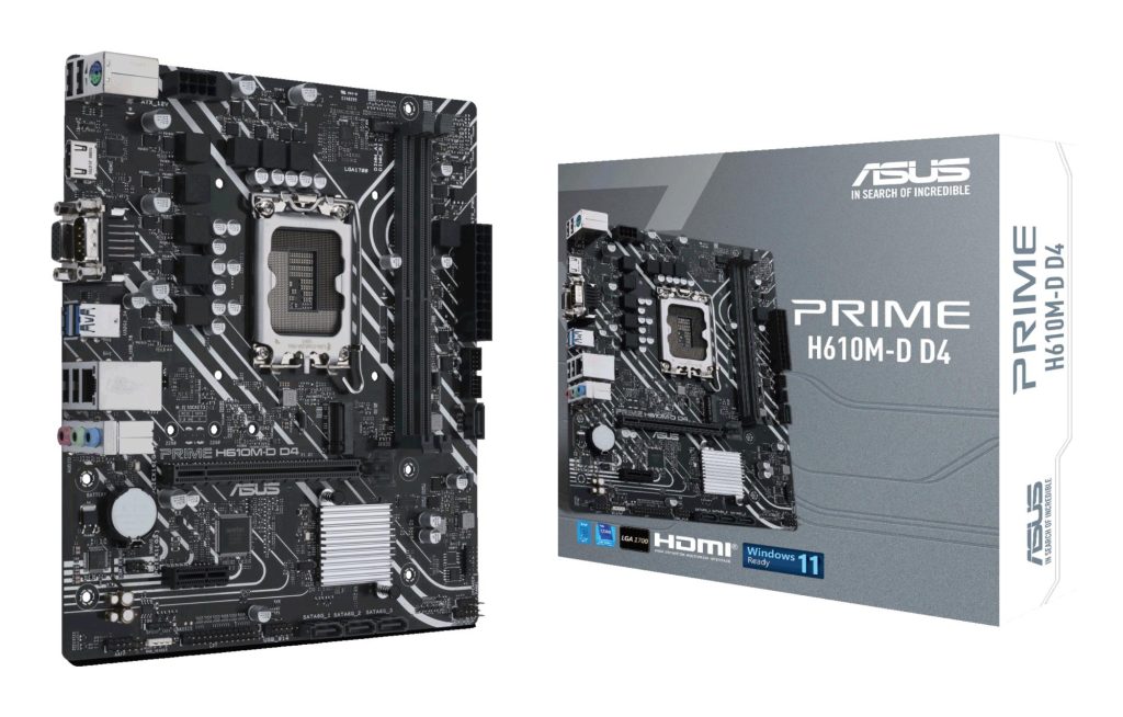Mainboard|ASUS|Intel H610|LGA1700|MicroATX|Memory DDR4|Memory slots 2|1xPCI-Express 3.0 1x|1xPCI-Express 4.0 16x|1xM.2|1x15pin D-sub|1xHDMI|2xAudio-In|1xAudio-Out|4xUSB 2.0|2xUSB 3.2|1xCOM|1xPS/2|1xRJ45|PRIMEH610M-DD4