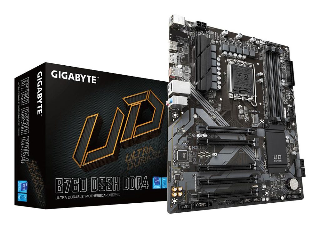 Mainboard|GIGABYTE|Intel B760 Express|LGA1700|ATX|Memory DDR4|Memory slots 4|4xPCI-Express 3.0 1x|1xPCI-Express 4.0 16x|2xM.2|1xHDMI|1xDisplayPort|4xUSB 2.0|1xUSB 3.2|1xUSB-C|1xPS/2|1xRJ45|3xAudio port|B760DS3HDDR4