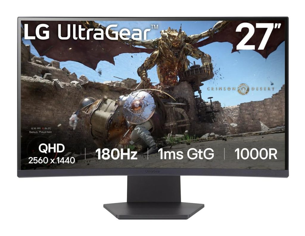 LCD Monitor|LG|27GS60QC-B|27"|Gaming/Curved|Panel VA|2560x1440|16:9|180 Hz|Matte|1 ms|Tilt|Colour Black|27GS60QC-B