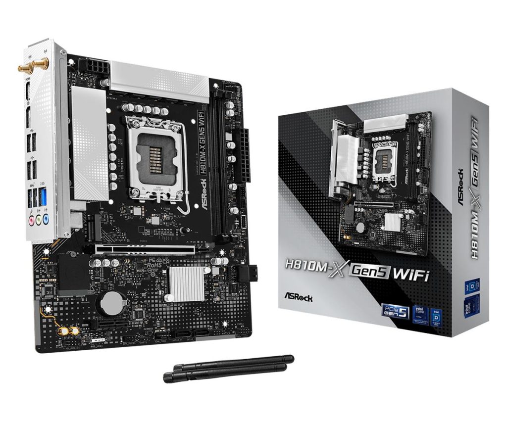 Mainboard|ASROCK|Intel H810|LGA 1851 (Socket V1)|micro ATX|RAM DDR5-SDRAM|2xSlots|Wi-Fi Yes|Bluetooth Yes|1xNumber of M.2 (M) slots|H810M-XGEN5