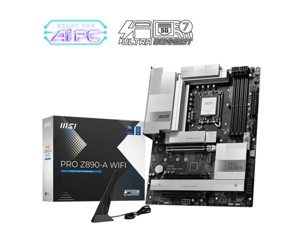 Mainboard|MSI|PRO Z890-A WIFI|Intel Z890|LGA 1851 (Socket V1)|ATX|RAM DDR5-SDRAM|4xSlots|Wi-Fi Yes|Bluetooth Yes|4xNumber of M.2 (M) slots|PROZ890-AWIFI