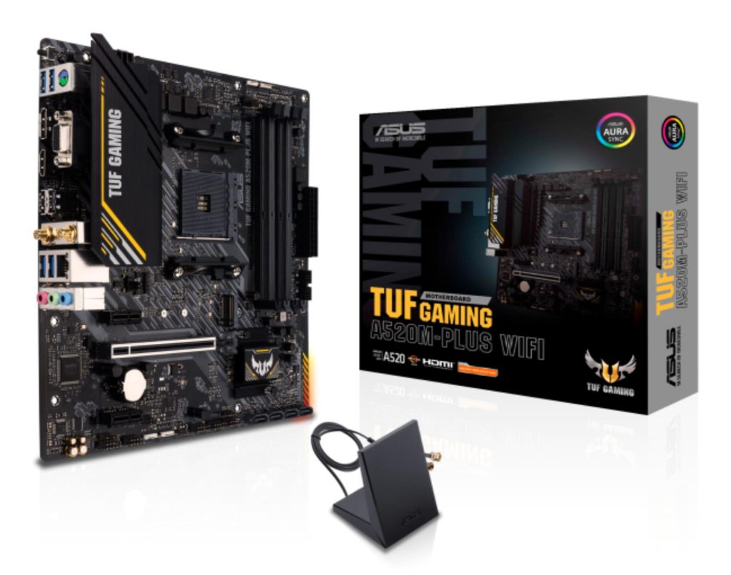 Mainboard|ASUS|AMD A520|SAM4|Micro-ATX|Memory DDR4|Memory slots 4|2xPCI-Express 3.0 1x|1xPCI-Express 3.0 16x|1xM.2|1x15pin D-sub|1xHDMI|1xDisplayPort|2xUSB 2.0|4xUSB 3.2|1xPS/2|1xRJ45|3xAudio port|TUFGAMA520M-PLUSWIFI