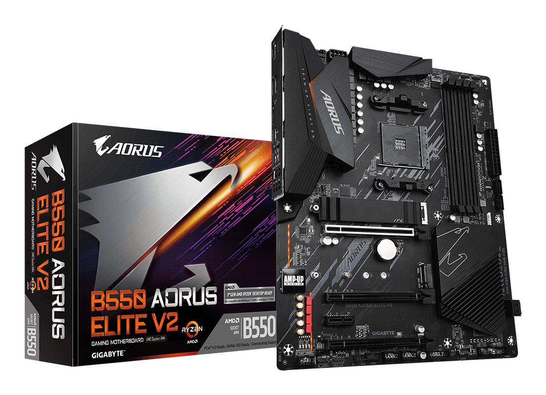 Mainboard|GIGABYTE|AMD B550|SAM4|ATX|Memory DDR4|Memory slots 4|1xPCI-Express 16x|2xPCI-Express 3.0 1x|1xPCI-Express 3.0 2x|2xM.2|1xHDMI|1xDisplayPort|2xUSB 2.0|5xUSB 3.2|1xOptical S/PDIF|1xRJ45|5xAudio port|B550AORUSELITEV21.5