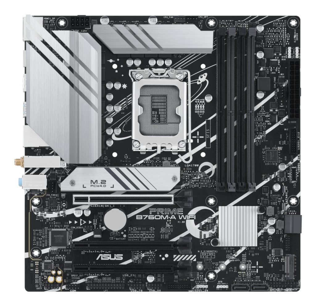 Mainboard|ASUS|Intel B760 Express|LGA1700|Micro-ATX|Memory DDR5|Memory slots 4|3xPCI-Express 4.0 16x|2xM.2|2xHDMI|1xDisplayPort|4xUSB 2.0|2xUSB 3.2|1xPS/2|1xRJ45|3xAudio port|PRIMEB760M-AWIFI