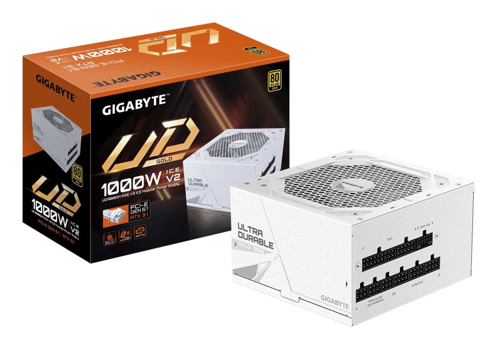 Power Supply|GIGABYTE|UD1000GM PG5 ICE|ATX 3.1|1000 Watts|Efficiency 80 PLUS GOLD|PFC Active|MTBF 100000 hours|GP-UD1000GMPG5ICE