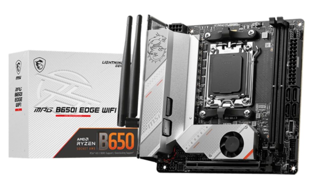 Mainboard|MSI|AMD B650|SAM5|Mini-ITX|Memory DDR5|Memory slots 2|1xPCI-Express 16x|2xM.2|1xHDMI|5xUSB 3.2|1xUSB-C|1xRJ45|3xAudio port|MPGB650IEDGEWIFI