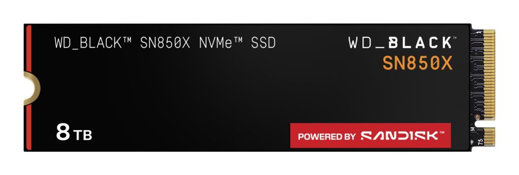 SSD|SANDISK|4800xTBW rating|Read speed 7200 MB/s|Write speed 6600 MB/s|NVMe Yes|PCI Express 4.0|M.2|8000 GB|POWERED BY SANDISK|Black SN850X|WDS800T2X0E