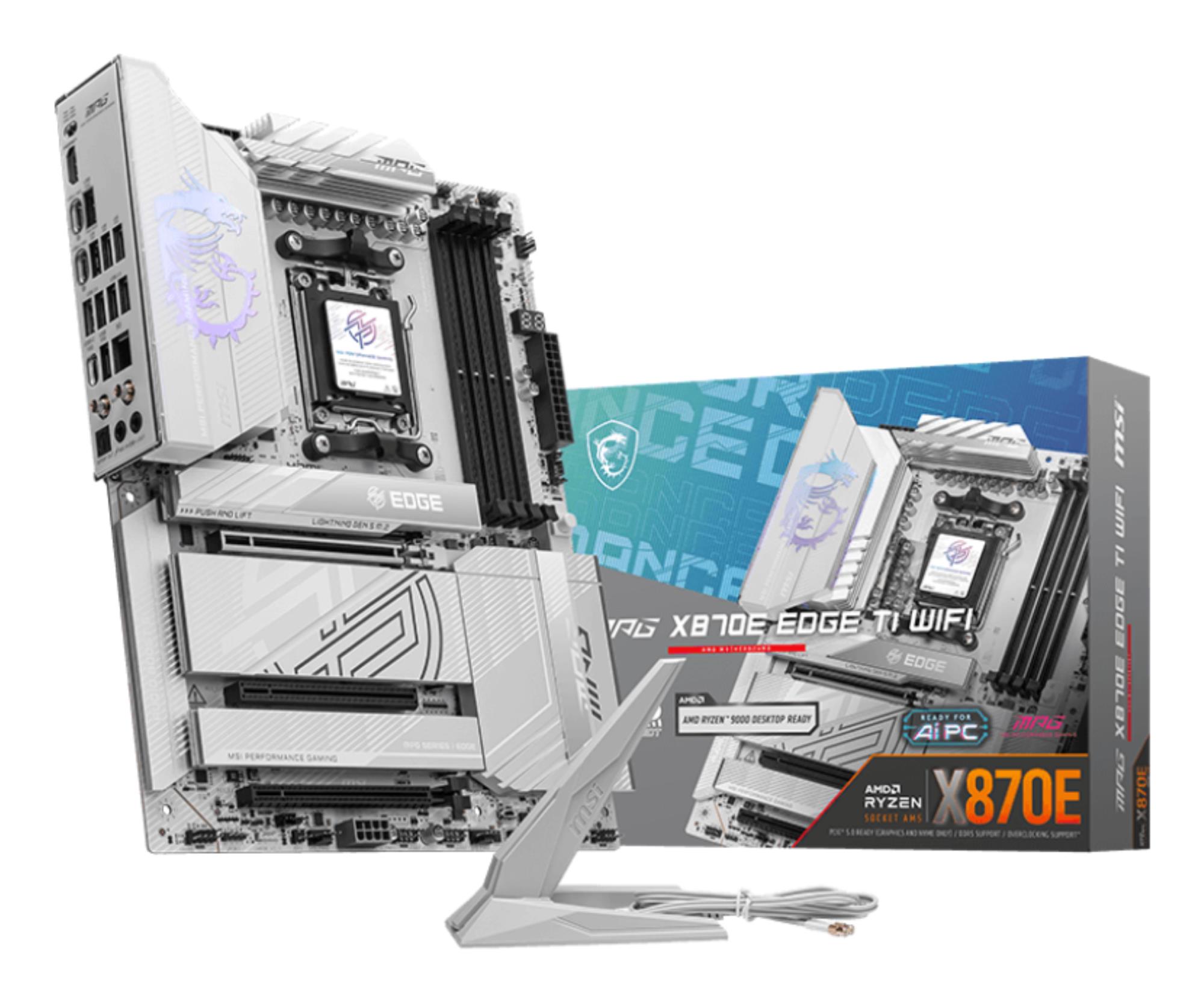 Mainboard|MSI|AMD X870E|SAM5|ATX|Memory DDR5|Memory slots 4|3xPCI-Express 16x|4xM.2|1xHDMI|1xAudio-In|1xAudio-Out|4xUSB 2.0|5xUSB 3.2|3xUSB-C|1xOptical S/PDIF|1xRJ45|MPGX870EEDGETIWIFI