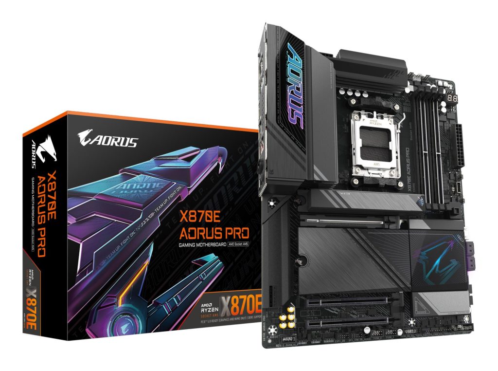 Mainboard|GIGABYTE|AMD X870E|SAM5|ATX|Memory DDR5|Memory slots 4|1xPCI-Express 3.0 4x|1xPCI-Express 4.0 4x |1xPCI-Express 5.0 16x|4xM.2|1xHDMI|2xUSB 2.0|7xUSB 3.2|2xUSB-C|1xOptical S/PDIF|1xRJ45|2xAudio port|X870EAORUSPRO