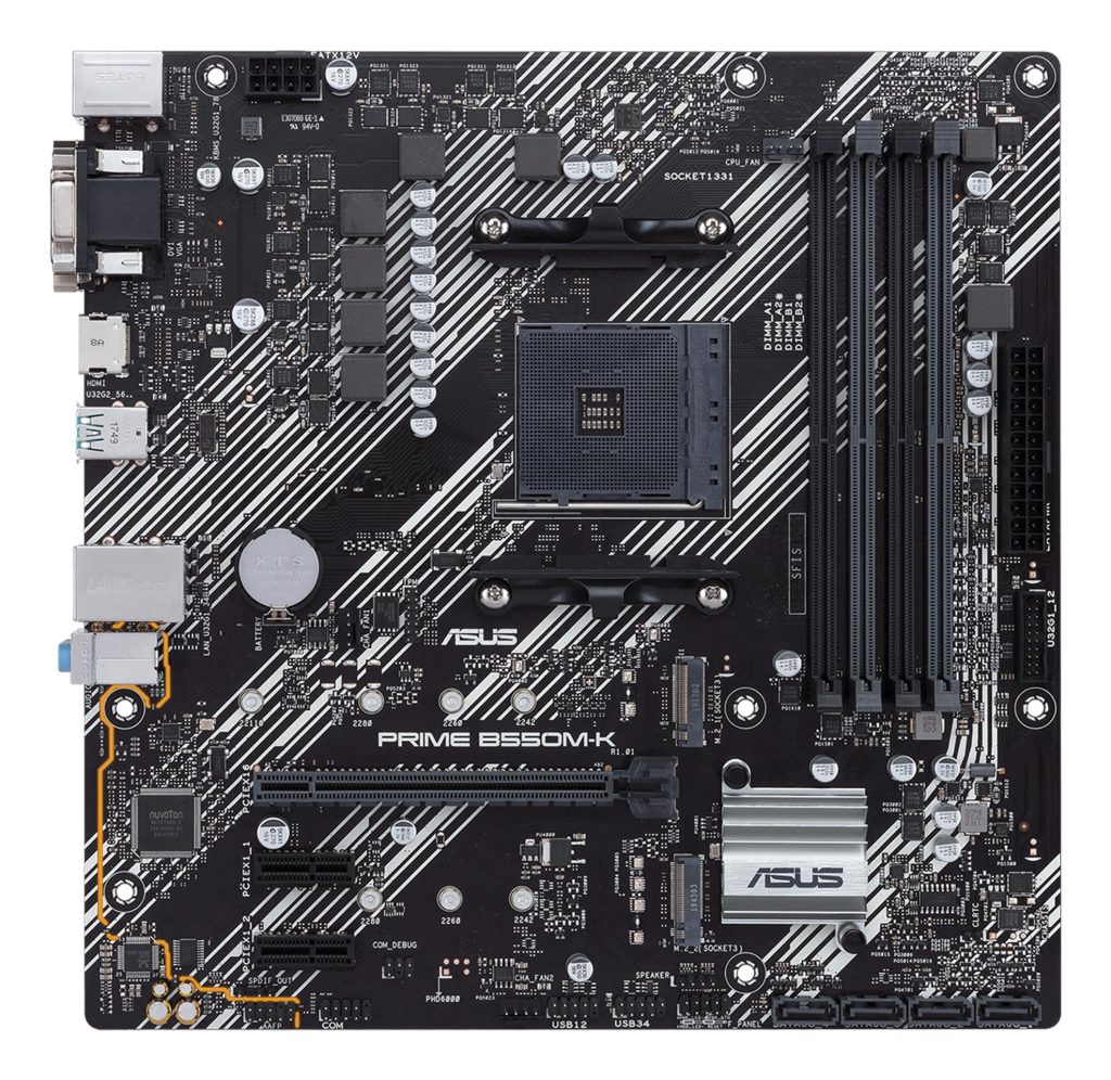 Mainboard|ASUS|AMD B550|SAM4|MicroATX|2xPCI-Express 3.0 1x|2xM.2|1xPCI-Express 4.0 16x|Memory DDR4|Memory slots 4|1x15pin D-sub|1xDVI|1xHDMI|6xUSB 3.2|1xPS/2|1xRJ45|3xAudio port|PRIMEB550M-K