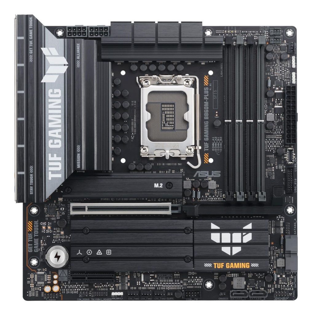 Mainboard|ASUS|Intel B860 Express|LGA1851|Micro-ATX|Memory slots 4|1xPCI-Express 4.0 4x |1xPCI-Express 5.0 16x|3xM.2|1xHDMI|1xDisplayPort|1xUSB 2.0|4xUSB 3.0|2xUSB 3.2|2xUSB-C|1xOptical S/PDIF|1xRJ45|5xAudio port|TUFGAMINGB860M-PLUS
