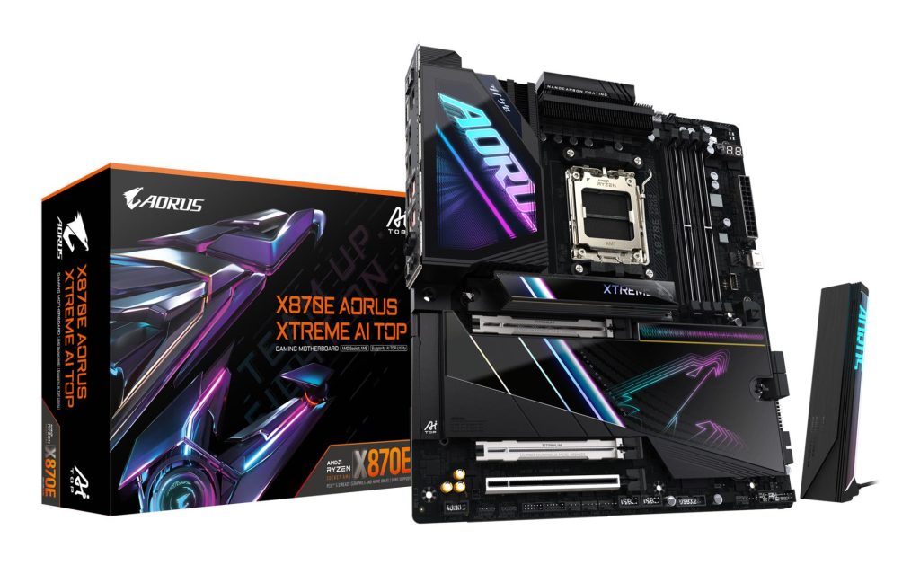 Mainboard|GIGABYTE|AMD X870E|SAM5|EATX|Memory DDR5|Memory slots 4|1xPCI-Express 4.0 4x |1xPCI-Express 4.0 8x|1xPCI-Express 5.0 16x|4xM.2|1xHDMI|2xUSB 2.0|6xUSB 3.2|2xUSB-C|1xOptical S/PDIF|2xRJ45|2xAudio port|X870EAXTREMEAITOP