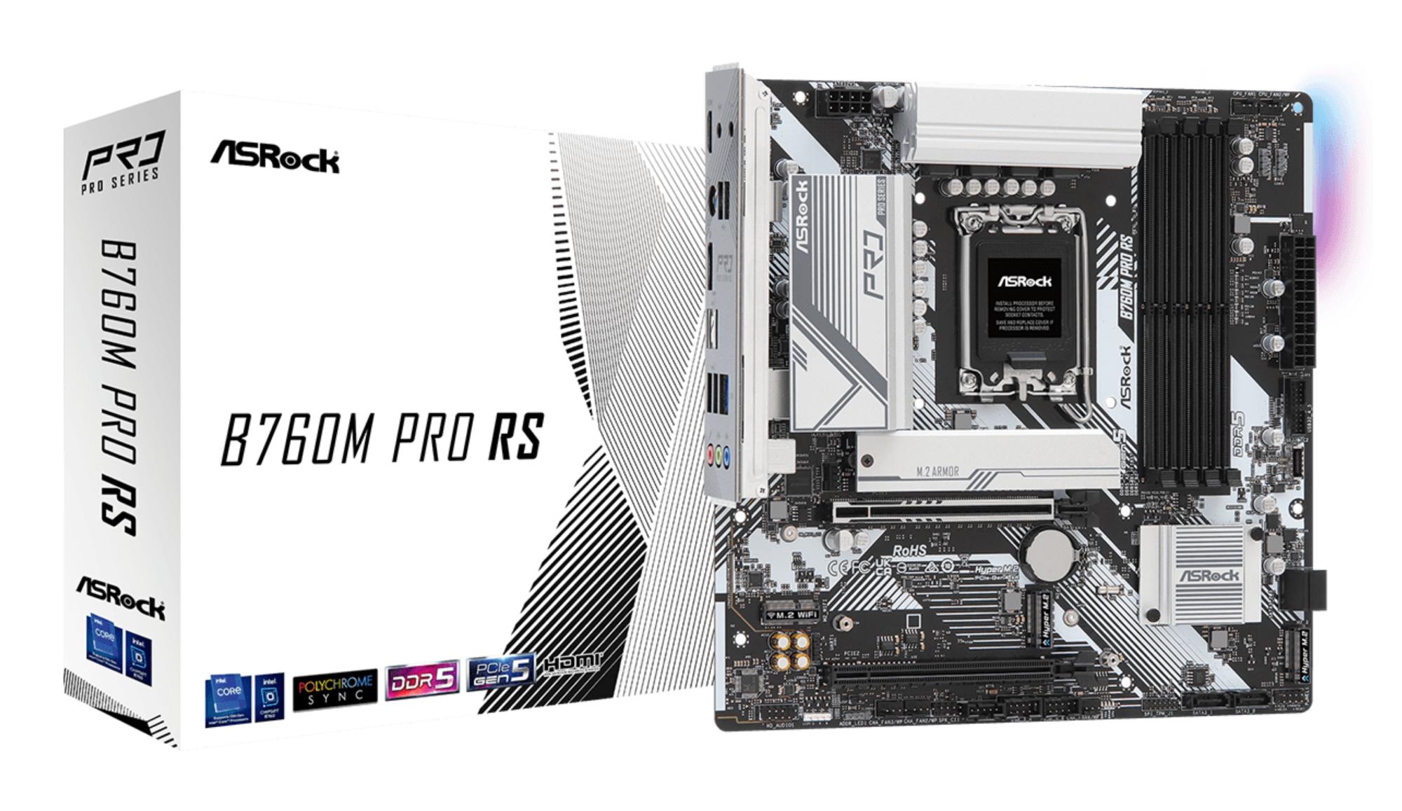 Mainboard|ASROCK|Intel B760 Express|LGA1700|Micro-ATX|Memory DDR5|Memory slots 4|1xPCI-Express 3.0 16x|1xPCI-Express 5.0 16x|1xM.2|1xHDMI|1xDisplayPort|2xUSB 2.0|3xUSB 3.2|1xUSB-C|1xPS/2|1xRJ45|3xAudio port|B760MPRORS