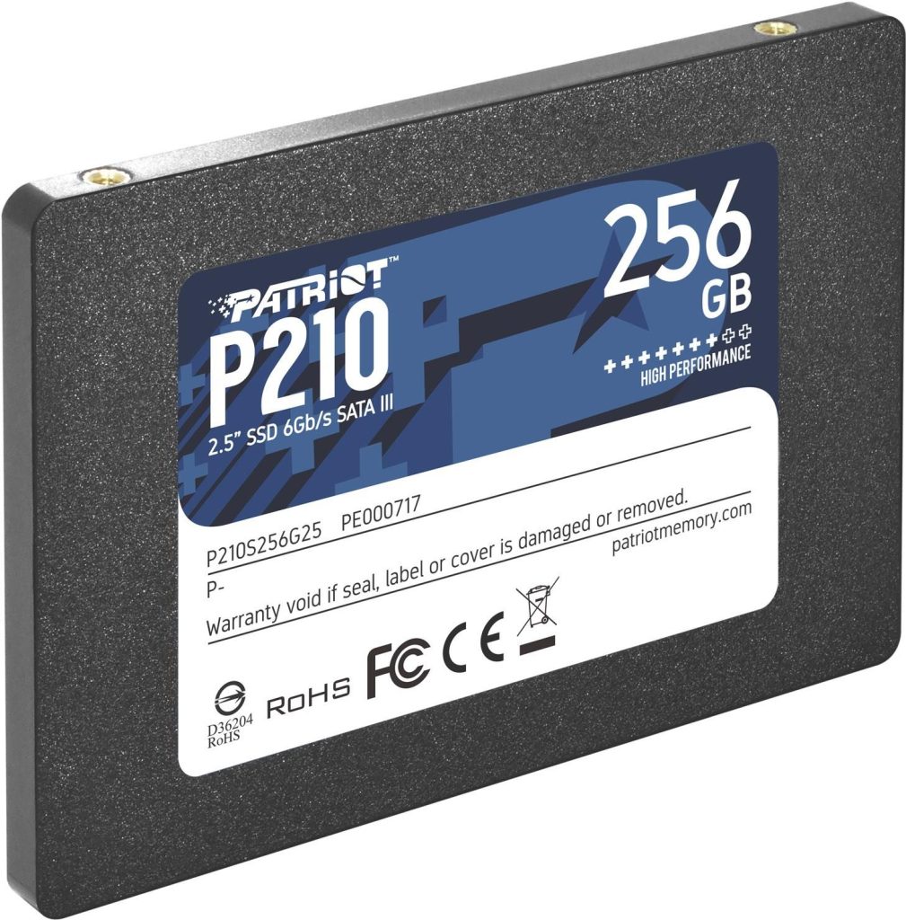 SSD|PATRIOT|P210| 256 GB|Serial ATA III|Write speed 400 MB/s|Read speed 500 MB/s|Hanging box|2.5"|P210S256G25