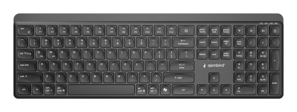 KEYBOARD WRL SLIM 2.4G+BT US/KB-WPS-03 GEMBIRD