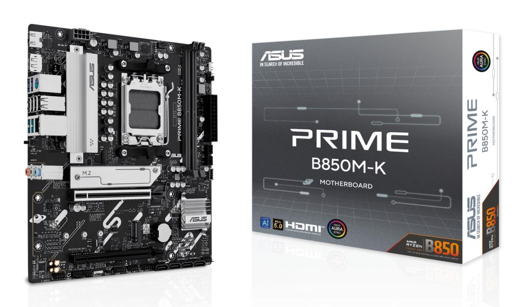 Mainboard|ASUS|AMD B850|SAM5|Micro-ATX|Memory DDR5|Memory slots 2|1xPCI-Express 4.0 16x|1xPCI-Express 5.0 16x|2xM.2|1xHDMI|1xDisplayPort|4xUSB 2.0|4xUSB 3.2|1xPS/2|3xAudio port|PRIMEB850M-K